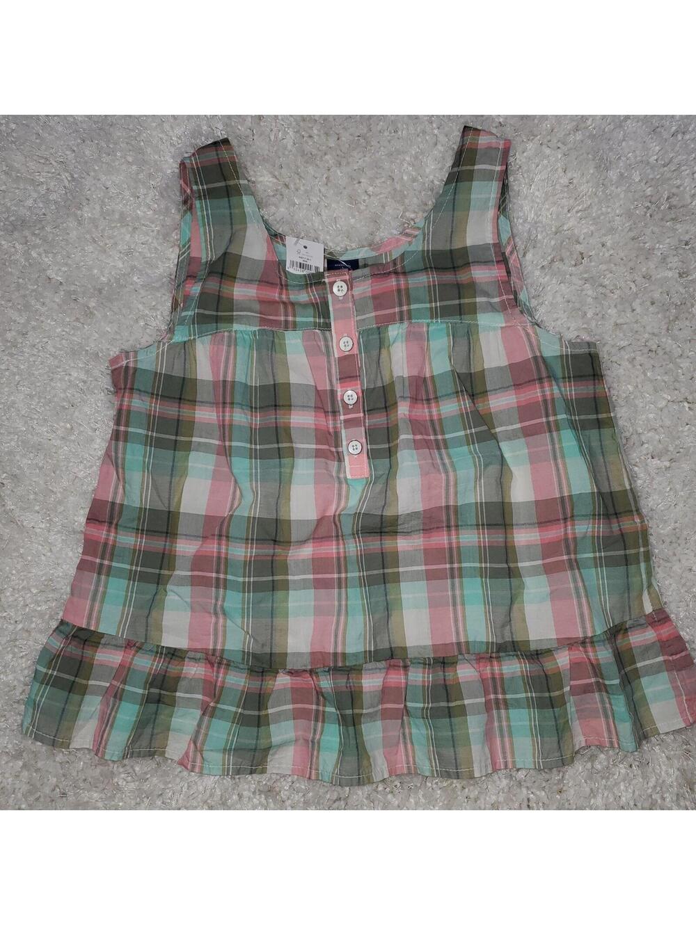 NWT L 10 Girls Gap Kids Plaid Summer Swing Tank Top